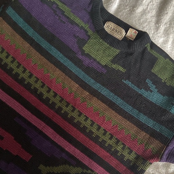 90s Colourful Jacquard Knit Jumper (M) - Picture 6 of 10